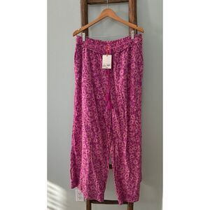 Knox Rose Paisley Lounge Pants Elastic Waist Casual Comfy Pink Size L NWT